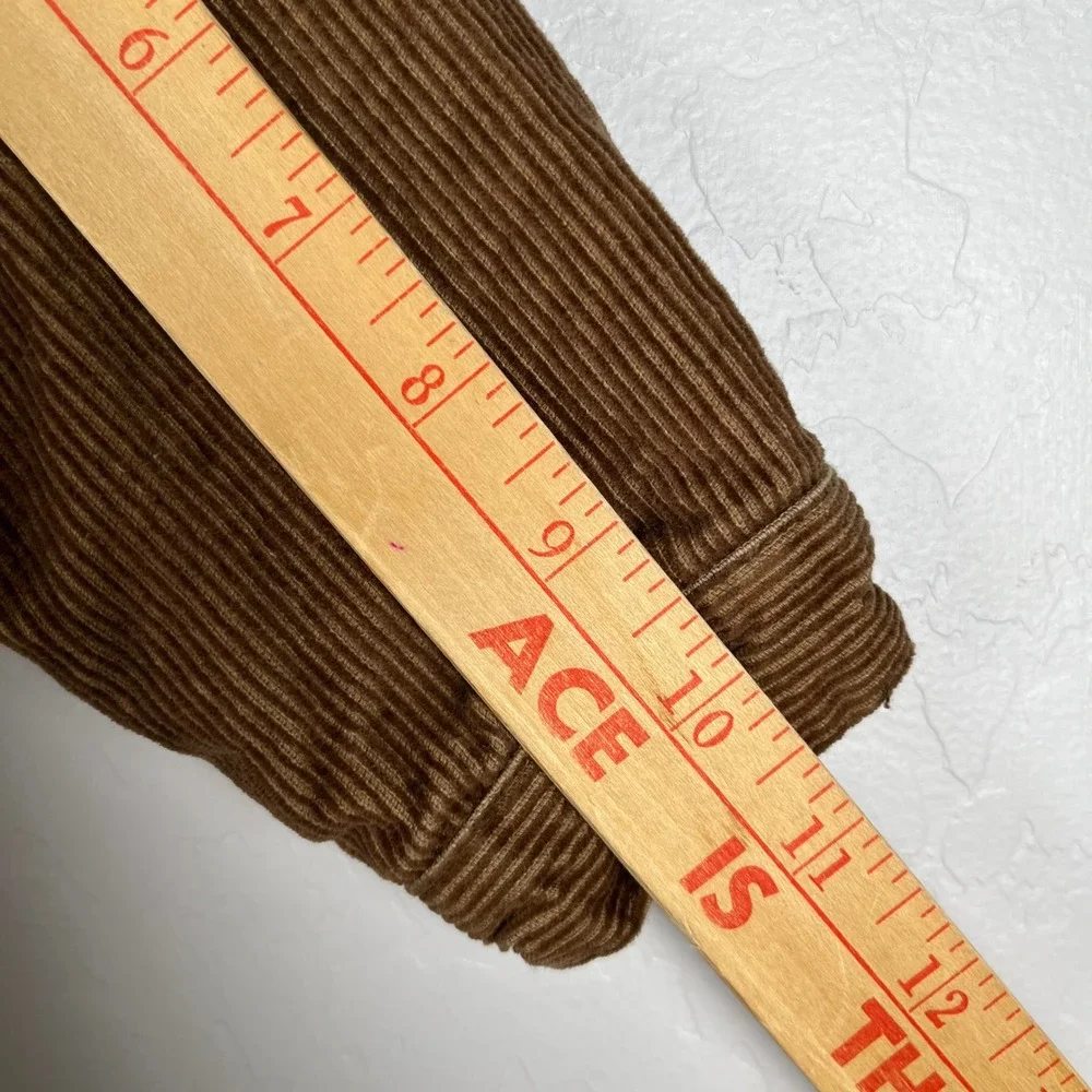 Vtg Faded Glory Boys Corduroy Jacket Sherpa‎ Collar Button Up Brown 24M